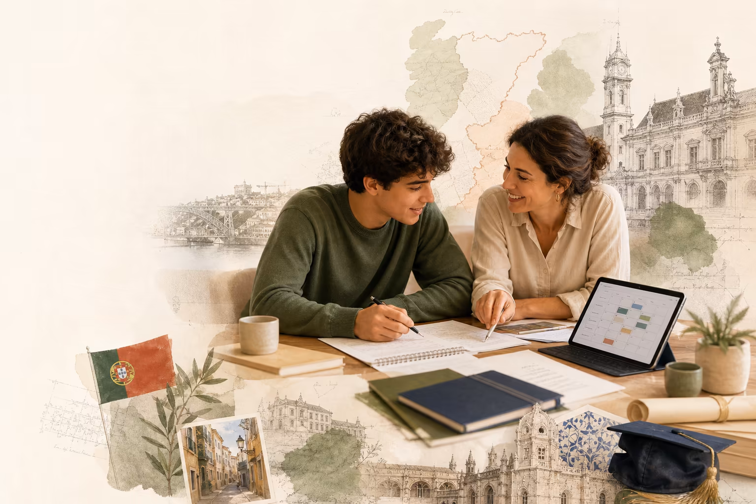 Estudante brasileiro recebendo acompanhamento de uma mentora StudyHub para estudar em Portugal